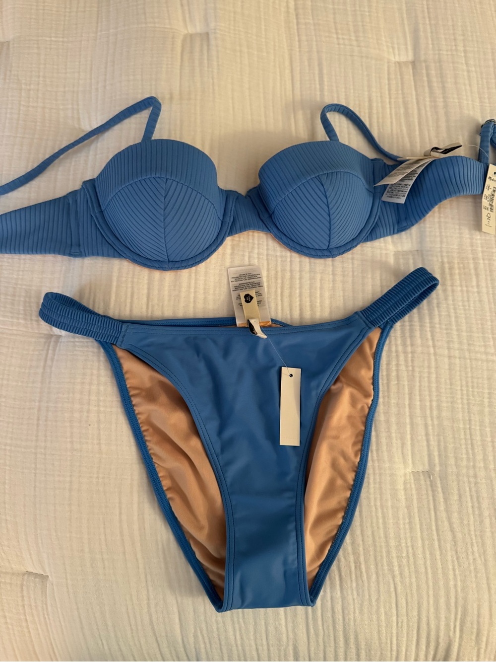 Madewell Blue Women's Ribbed Underwire Bikini Set